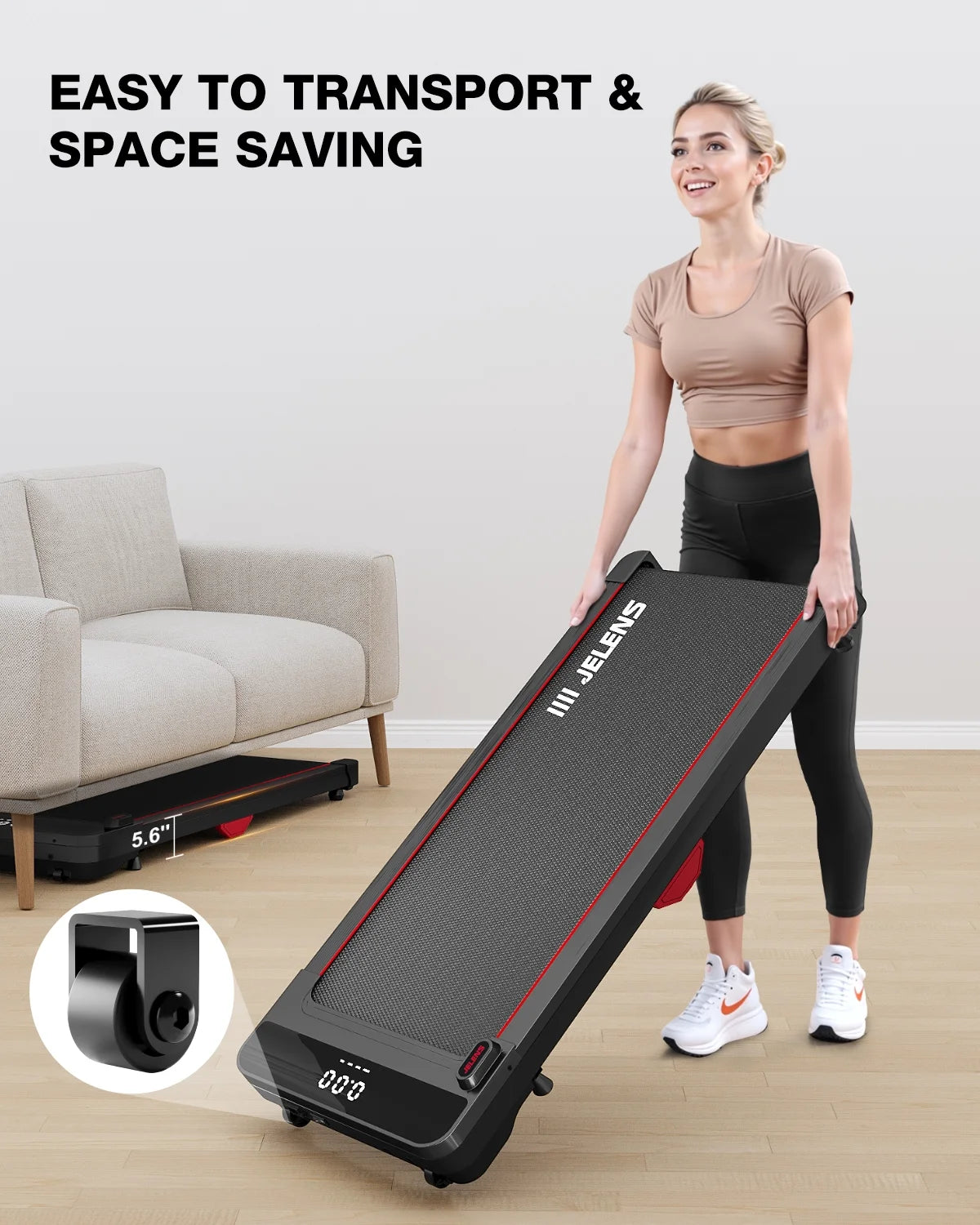 Walking Pad, under Desk Treadmill, 2.5HP Portable Treadmills for Home Office, Walking Jogging Machine with Remote Control, LED Display